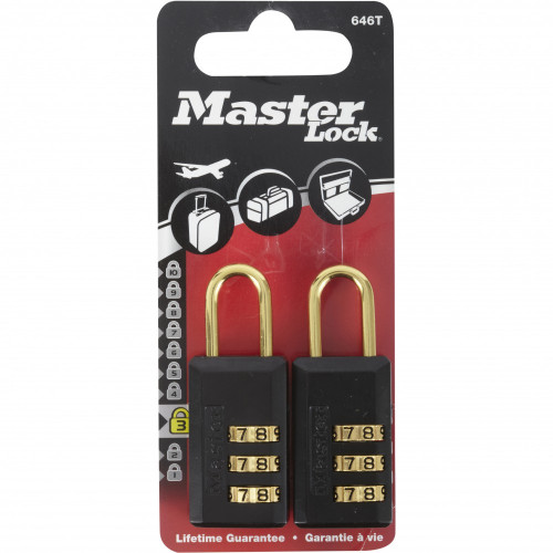 Lot de 2 cadenas à combinaison MASTER LOCK acier, l.20 mm - MASTER LOCK