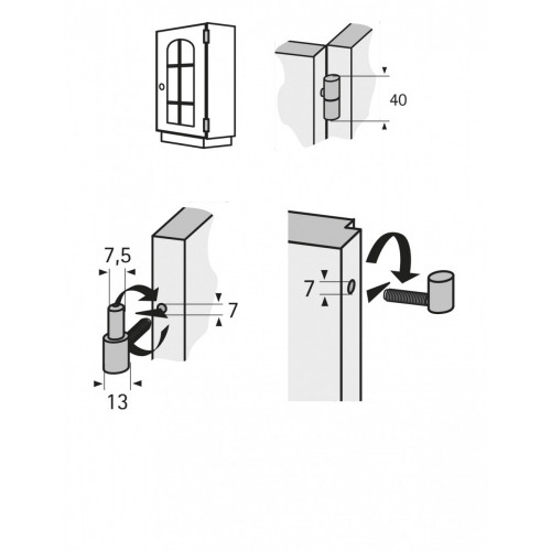 Lot de 2 fiches à visser HETTICH, acier zingué, H.39 x l.13 mm - HETTICH