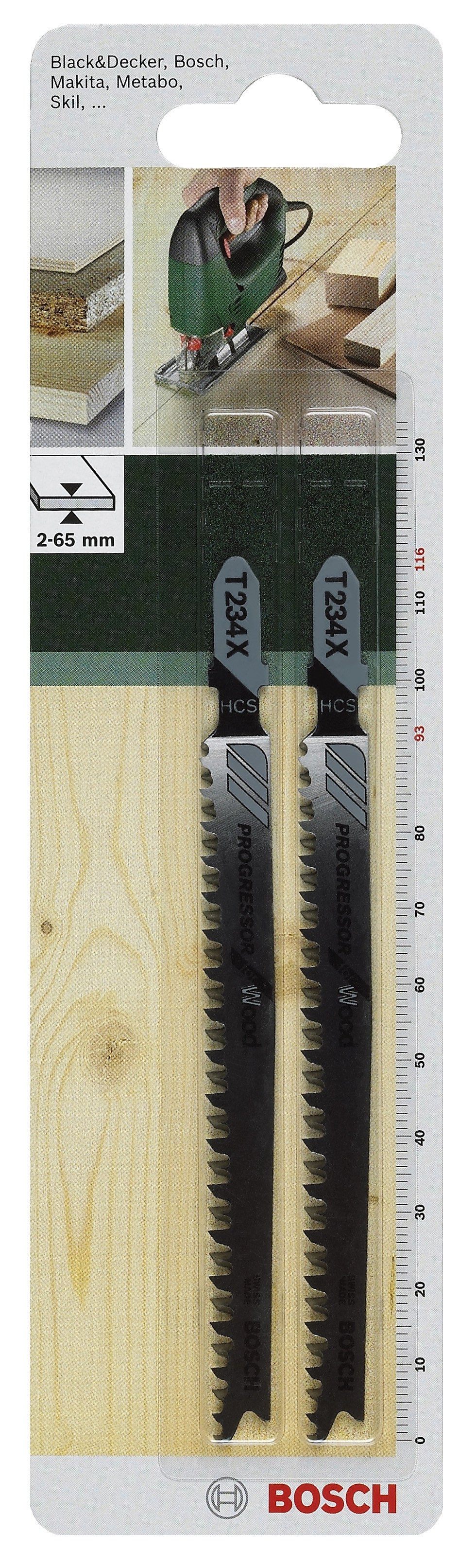 Jeu de 2 lames de scie sauteuse HCS 93 mm Bosch T 234 X