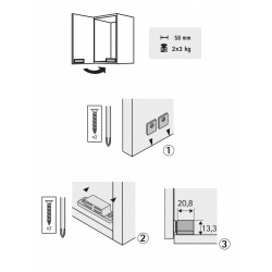 Lot de 2 loqueteaux magnétiques plastique HETTICH, L.20.8 x l.58.3 mm - HETTICH