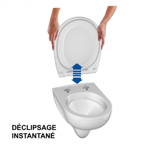 Abattant WC Cleanfast déclipsable avec frein de chute bleu MTK