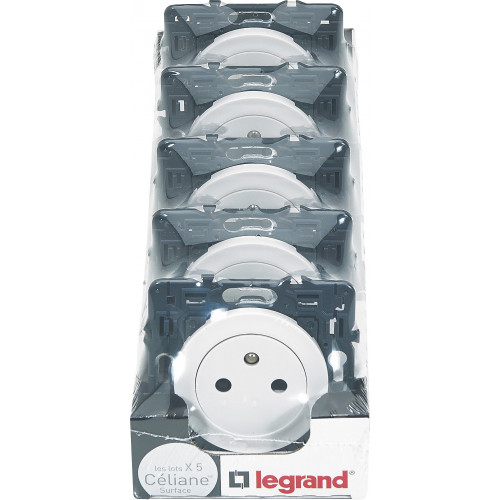 Lot de 5 prises avec terre Céliane, LEGRAND, blanc - LEGRAND