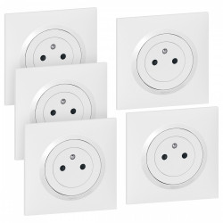 Lot de 5 prises avec terre complet Dooxie, LEGRAND, blanc de marque LEGRAND, référence: B5932100