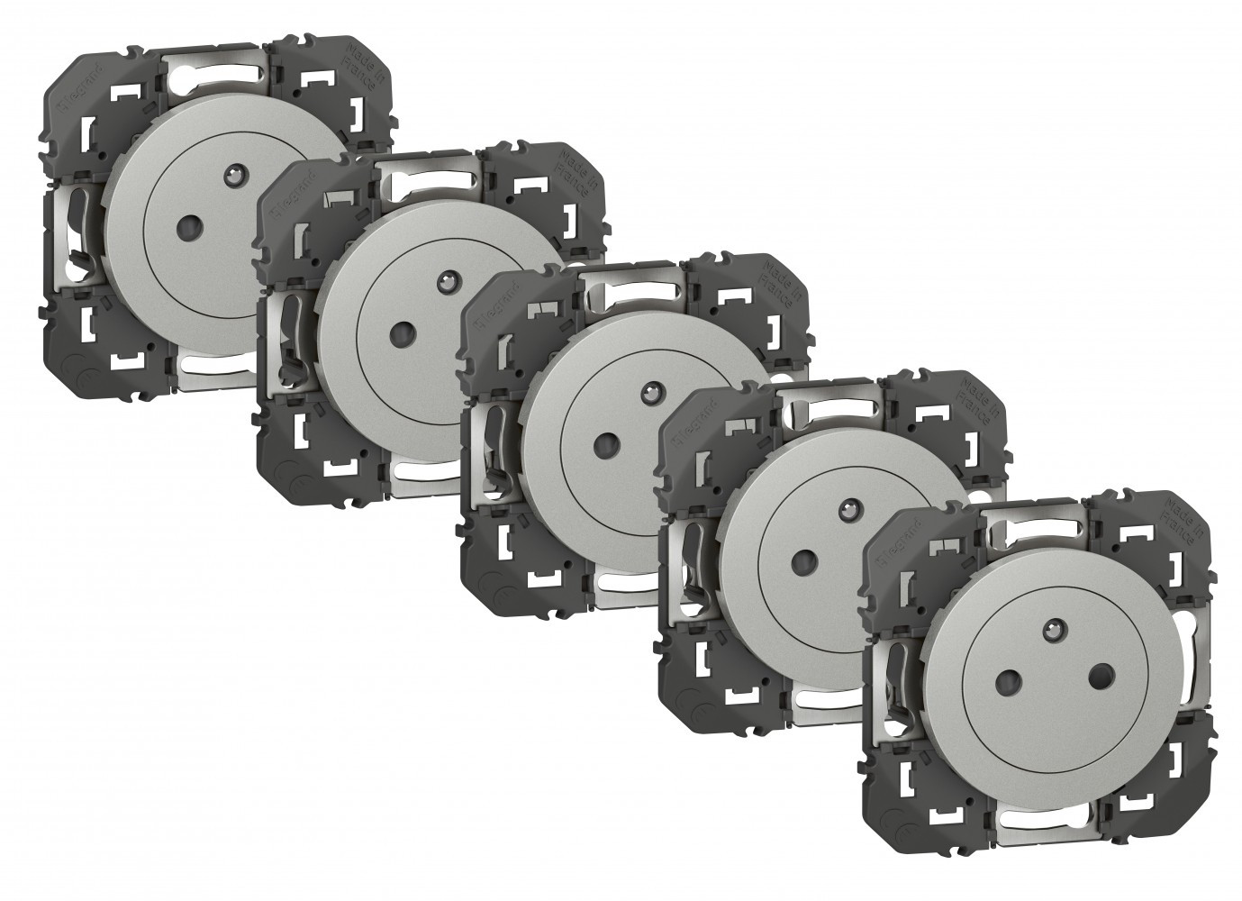 Lot de 5 prises avec terre Dooxie, LEGRAND, aluminium