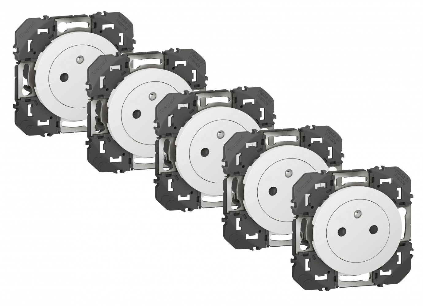 Lot de 5 prises avec terre Dooxie, LEGRAND, blanc