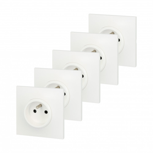 Lot de 5 prises avec terre Neptune, blanc, LEGRAND - LEGRAND