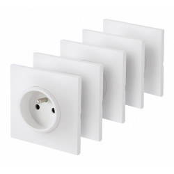 Lot de 5 prises avec terre Neptune, blanc, LEGRAND - LEGRAND