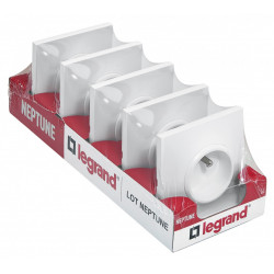 Lot de 5 prises avec terre Neptune, blanc, LEGRAND - LEGRAND