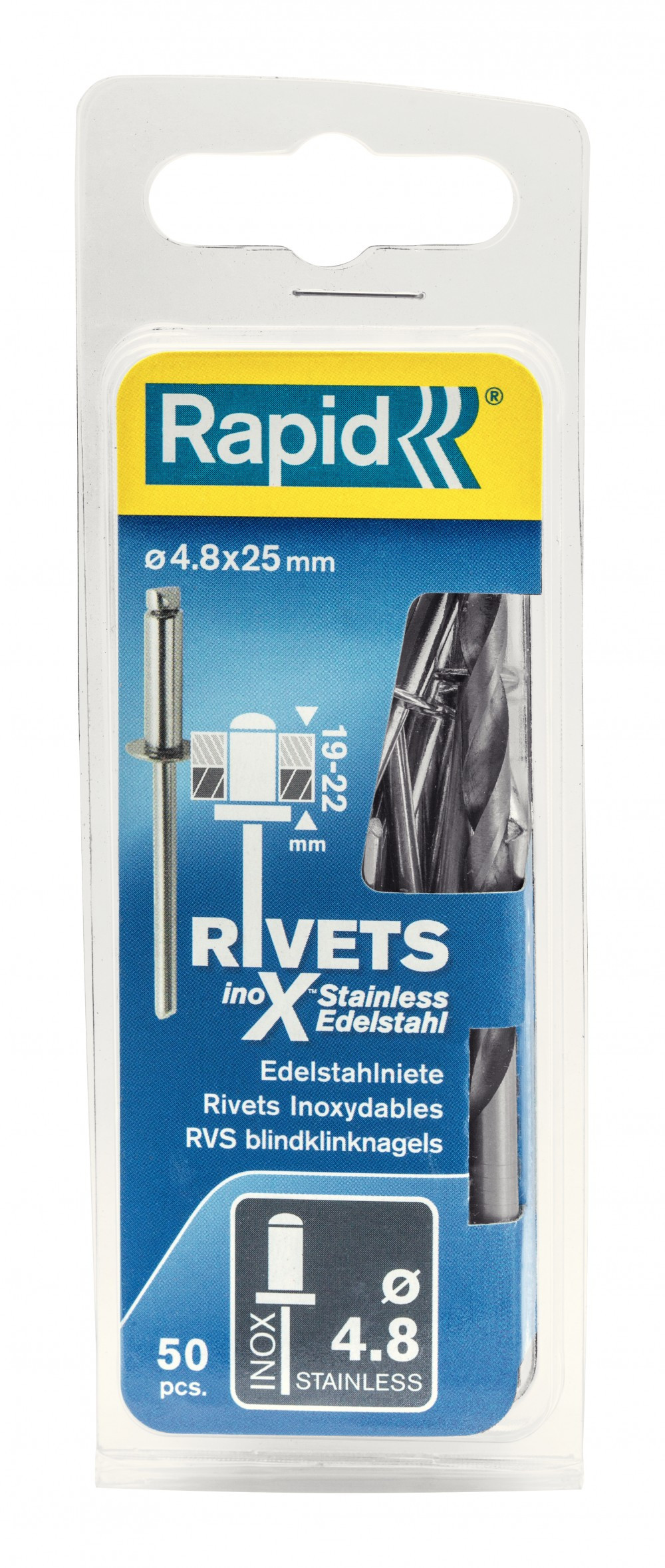 Rivets inoxydables Rapid Ø4.8x25mm Acier inoxydable et acier - vue 3