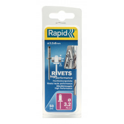 Lot de 50 rivets aluminium Diam.3.2 x H.8 mm RAPID - RAPID