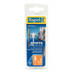 Lot de 50 rivets aluminium Diam.4 x H.12 mm RAPID - RAPID