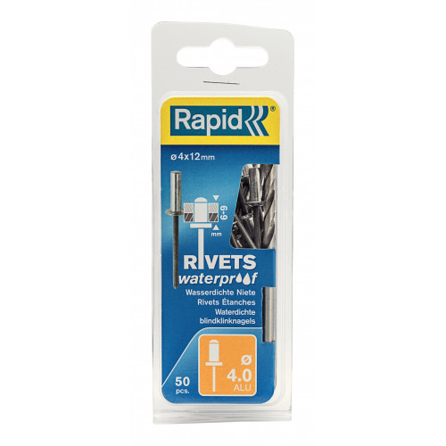 Lot de 50 rivets aluminium Diam.4 x H.12 mm RAPID - RAPID