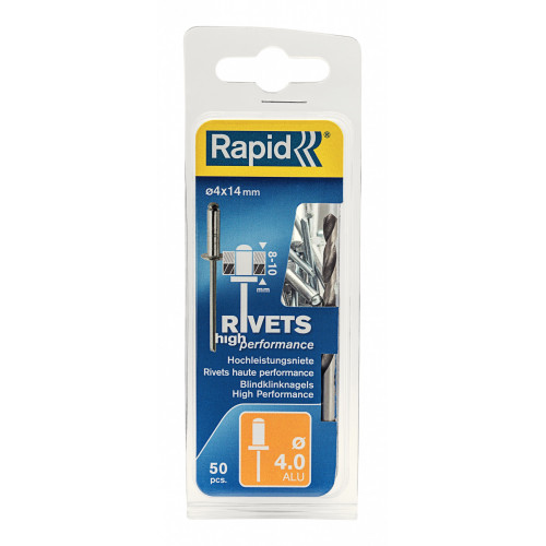 Lot de 50 rivets aluminium Diam.4 x H.14 mm RAPID - RAPID