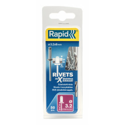 Lot de 50 rivets inox Diam.3.2 x H.8 mm RAPID de marque RAPID, référence: B5934800