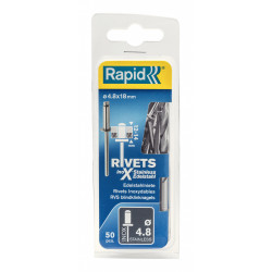 Lot de 50 rivets inox Diam.4.8 x H.18 mm RAPID de marque RAPID, référence: B5934900