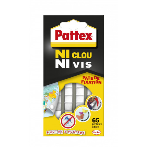 Lot de 65 pastilles adhésives PATTEX, Ni clou ni vis - PATTEX