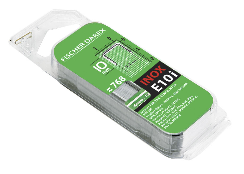 Lot de 768 agrafes fil plat FISCHER DAREX E10i Inox Type N 10mm - vue 2
