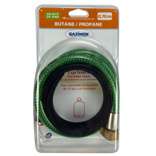 Flexible caoutchouc pour gaz butane/propane garantie 10 ans, 2 m