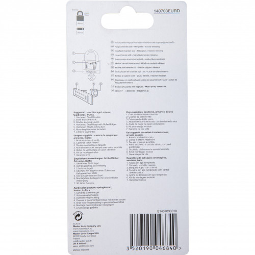 Master Lock 140703EURD Pack Comprenant un Moraillon de Porte et un Cadenas à Clé - MASTER LOCK