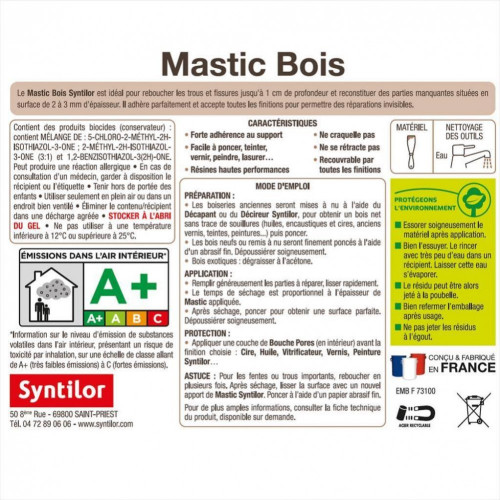 Mastic à bois SYNTILOR, chêne, 400 g - SYNTILOR