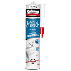 Mastic d'étanchéité cuisine et bain RUBSON Silicone blanc 280 ml de marque RUBSON, référence: B5952900