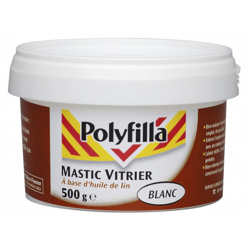 Mastic d'étanchéité vitrier POLYFILLA 500 g blanc - POLYFILLA