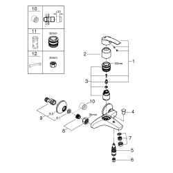 Mitigeur mécanique de baignoire chromé, GROHE Start v2 - GROHE