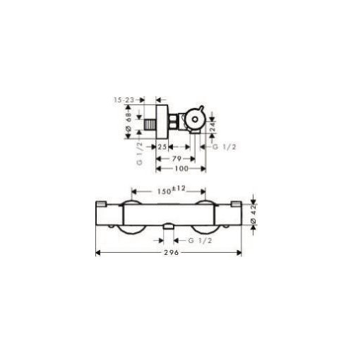 Mitigeur thermostatique douche chromé brillant, HANSGROHE Myfox - HANSGROHE