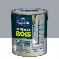 Peinture bois extérieur / intérieur Xpro3 RIPOLIN, gris bouleau satiné 2.5 l de marque RIPOLIN, référence: B5983900