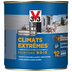 Peinture bois extérieur Climats extrêmes® V33, bleu provence satiné 0.5 l - V33