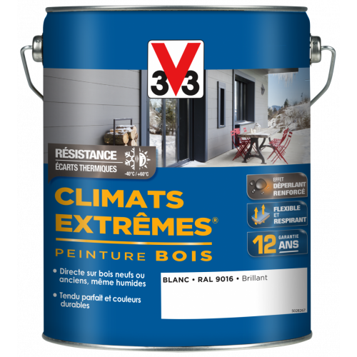 Peinture bois extérieur Climats extrêmes® V33, brillant blanc brillant 5 l - V33