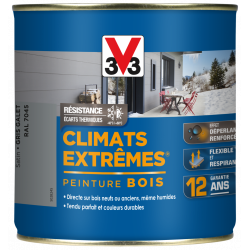 Peinture bois extérieur Climats extrêmes® V33, gris galet satiné 0.5 l de marque V33, référence: B5987100