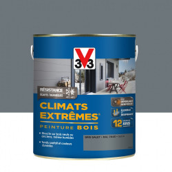 Peinture bois extérieur Climats extrêmes® V33, gris galet satiné 2.5 l de marque V33, référence: B5987200