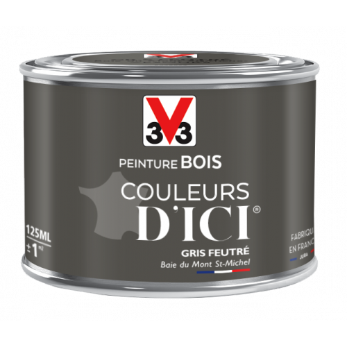 Peinture bois extérieur Couleurs d'ici® V33, gris feutré velours 0.125 l - V33