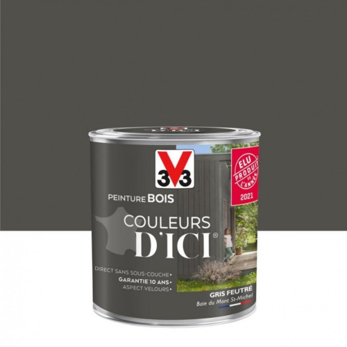 Peinture bois extérieur Couleurs d'ici® V33, gris feutré velours 0.5 l - V33