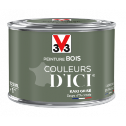 Peinture bois extérieur Couleurs d'ici® V33, kaki grisé velours 0.125 l - V33