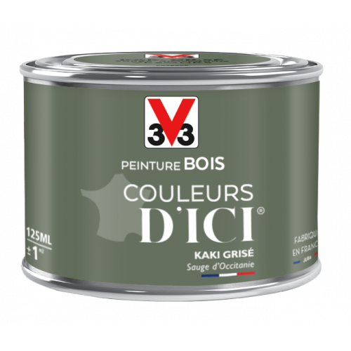 Peinture bois extérieur Couleurs d'ici® V33, kaki grisé velours 0.125 l - V33