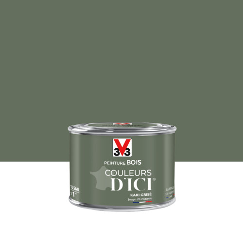 Peinture bois extérieur Couleurs d'ici® V33, kaki grisé velours 0.125 l - V33