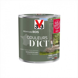 Peinture bois extérieur Couleurs d'ici® V33, kaki grisé velours 0.5 l - V33