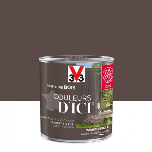 Peinture bois extérieur Couleurs d'ici® V33, marron brûlé velours 0.5 l - V33