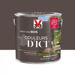 Peinture bois extérieur Couleurs d'ici® V33, marron brûlé velours 2 l de marque V33, référence: B5990500