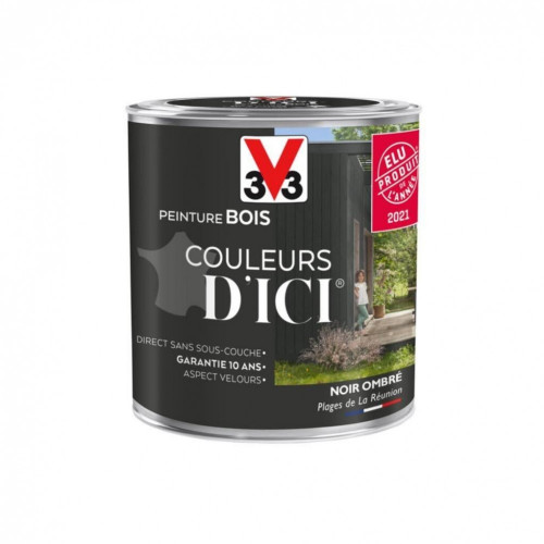 Peinture bois extérieur Couleurs d'ici® V33, noir ombré velours 0.5 l - V33