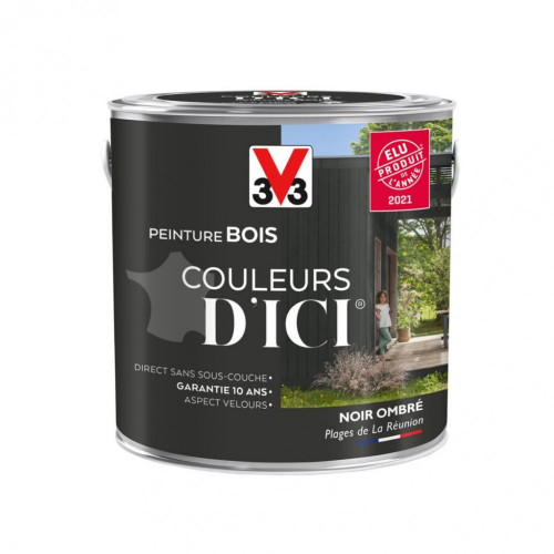 Peinture bois extérieur Couleurs d'ici® V33, noir ombré velours 2 l - V33