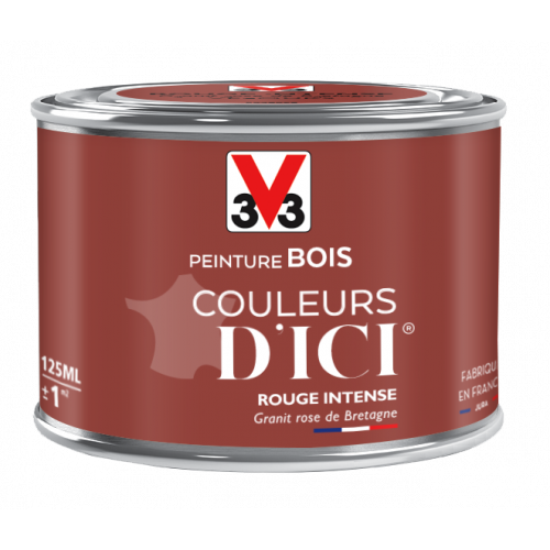 Peinture bois extérieur Couleurs d'ici® V33, rouge intense velours 0.125 l - V33