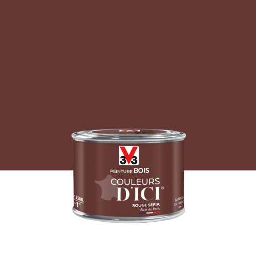 Peinture bois extérieur Couleurs d'ici® V33, rouge sépia velours 0.125 l - V33