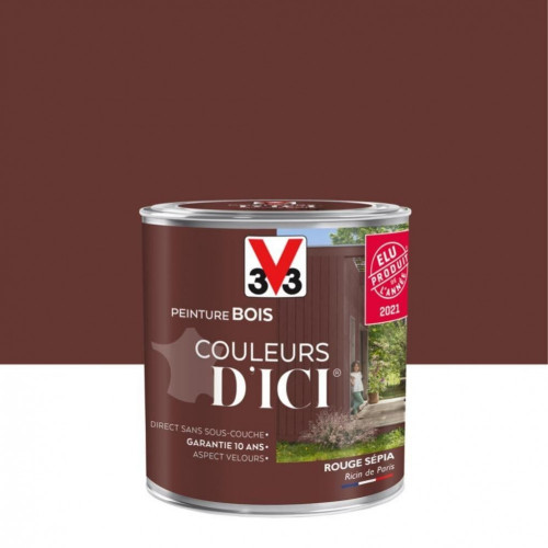 Peinture bois extérieur Couleurs d'ici® V33, rouge sépia velours 0.5 l - V33