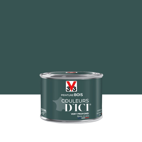 Peinture bois extérieur Couleurs d'ici® V33, vert profond velours 0.125 l - V33