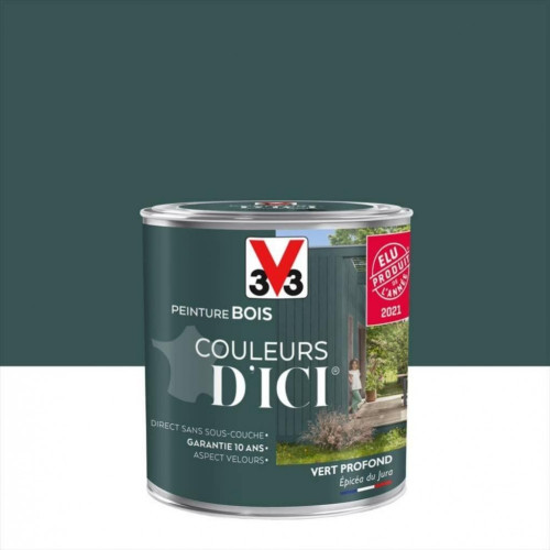 Peinture bois extérieur Couleurs d'ici® V33, vert profond velours 0.5 l - V33