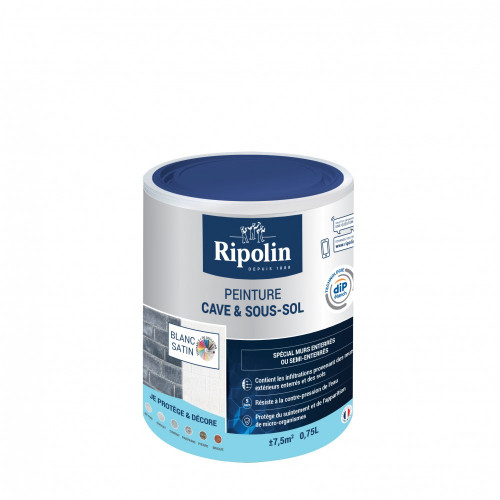 Peinture cave et sol Rip etanch, RIPOLIN blanc 0.75 l - RIPOLIN