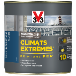 Peinture fer extérieur Climats extrêmes® V33 bleu bretagne brillant 0.5 l - V33